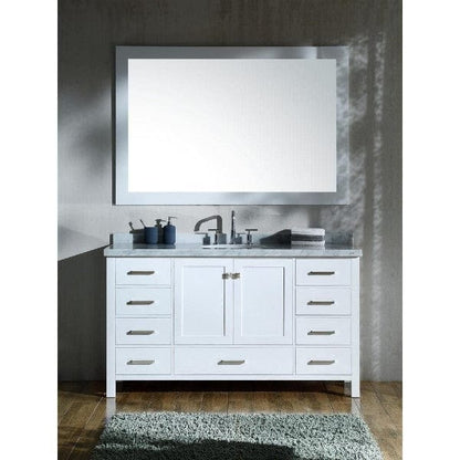 Ariel Cambridge  61" Modern White Single Oval Sink Vanity Set