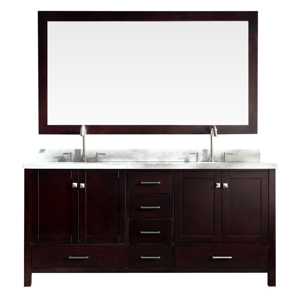 ARIEL Cambridge 73" Double Sink Vanity Set in Espresso