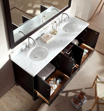 Ariel Cambridge 73 Double Sink Vanity Set in Espresso