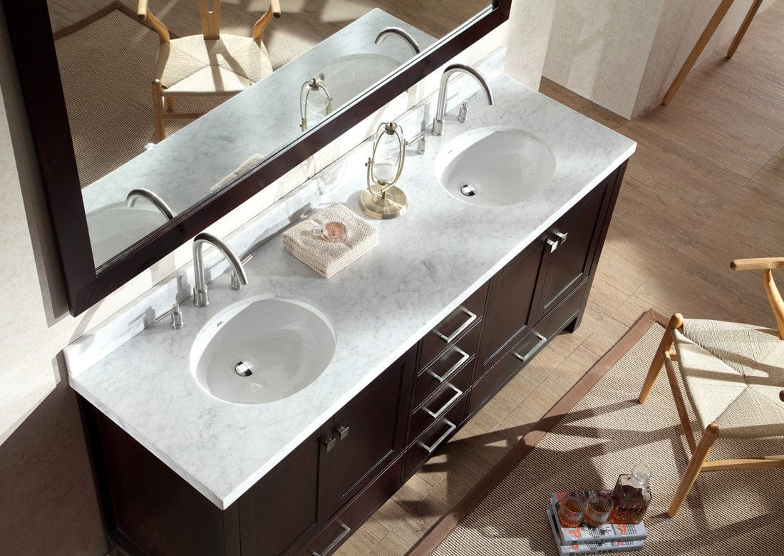 Ariel Cambridge 73 Double Sink Vanity Set in Espresso