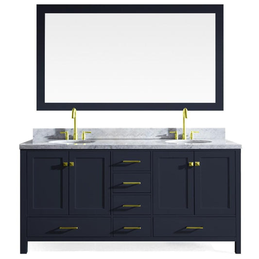 73" Double Sink Vanity Set in Midnight Blue 