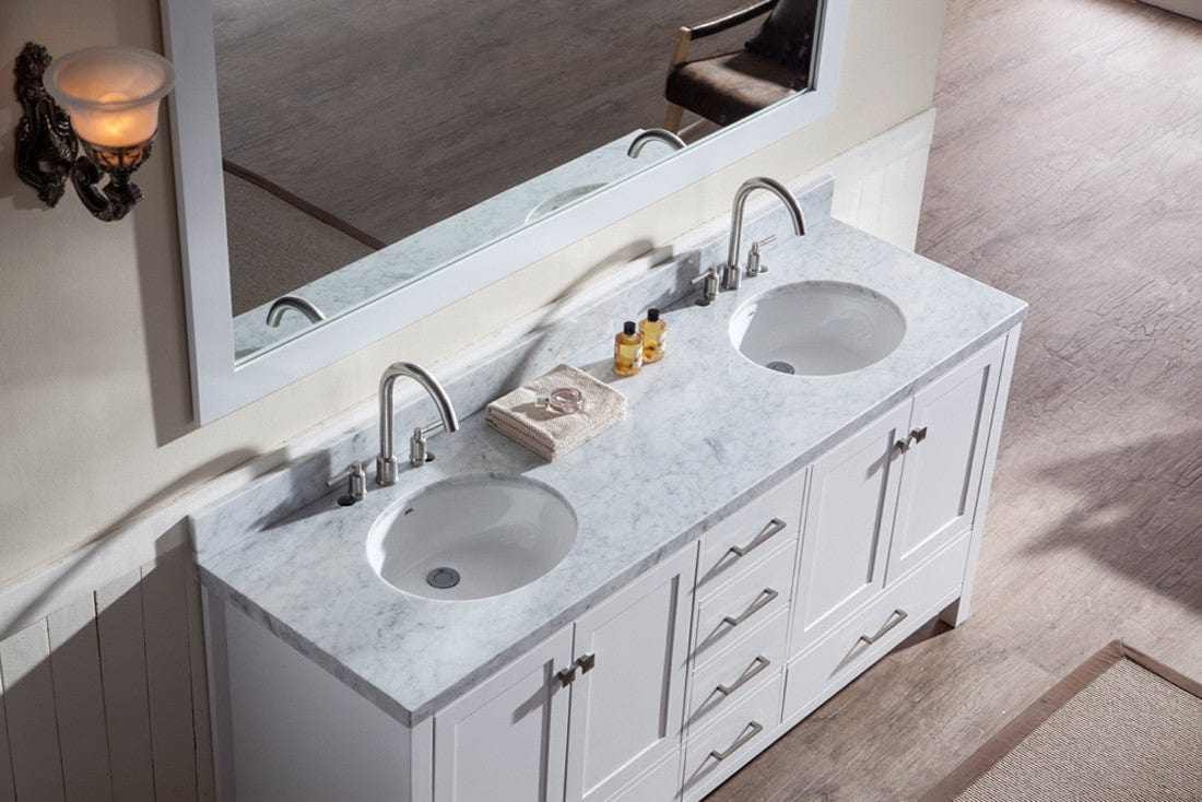 Ariel Cambridge 73 Double Sink Vanity Set in White