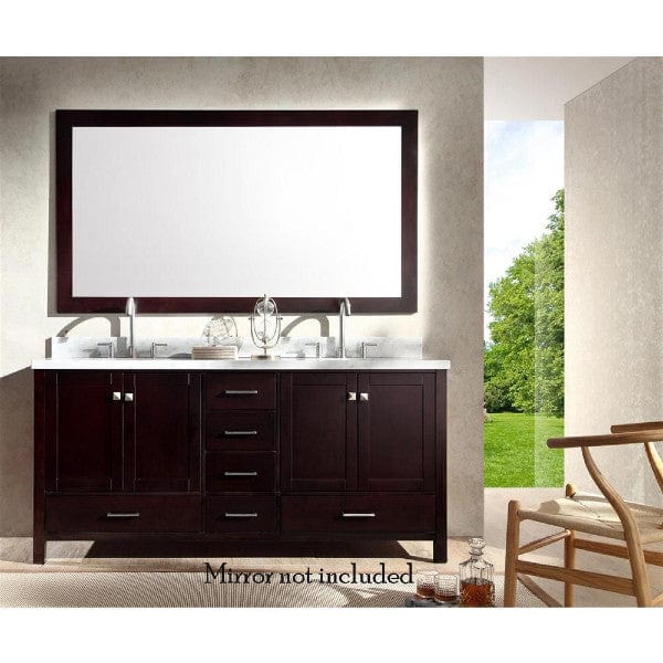 Ariel Cambridge 73" Modern Espresso Double Oval Sink Vanity