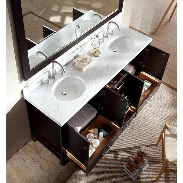 Ariel Cambridge 73" Modern Espresso Double Oval Sink Vanity