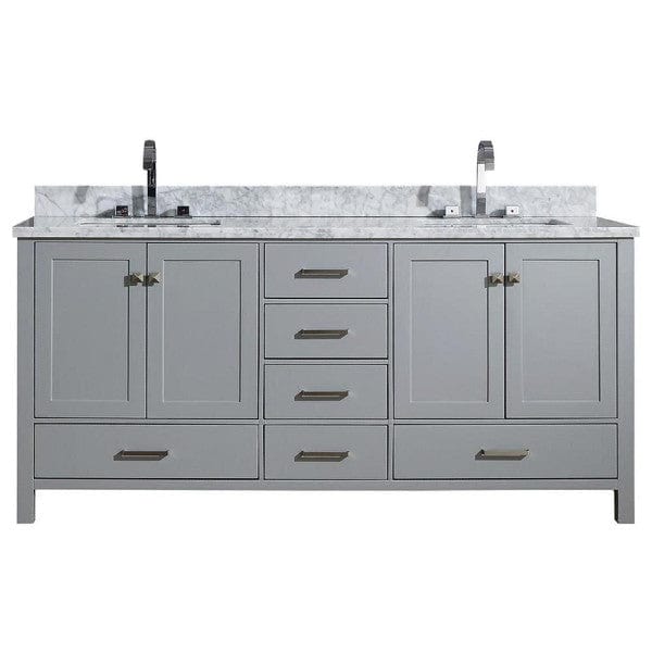 Ariel Cambridge 73" Modern Grey Double Rectangle Sink Vanity