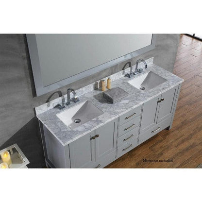 Ariel Cambridge 73" Modern Grey Double Rectangle Sink Vanity