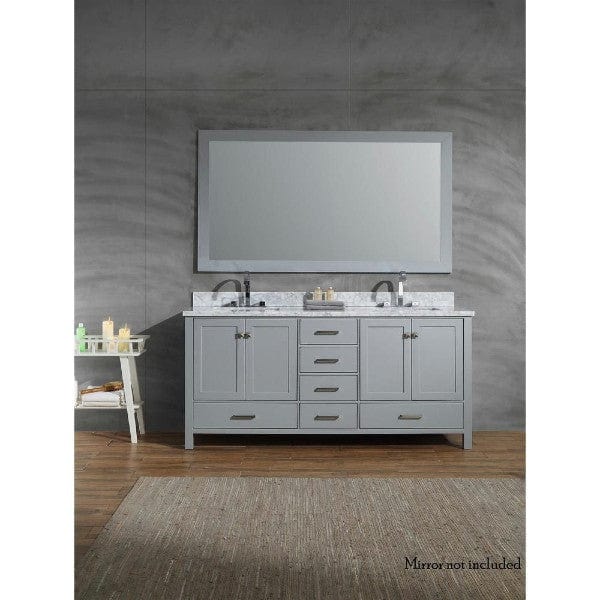 Ariel Cambridge 73" Modern Grey Double Rectangle Sink Vanity