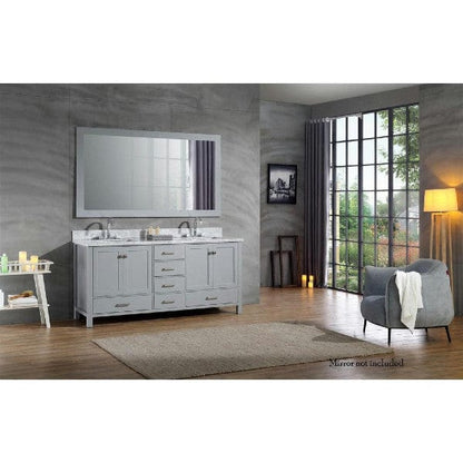 Ariel Cambridge 73" Modern Grey Double Rectangle Sink Vanity