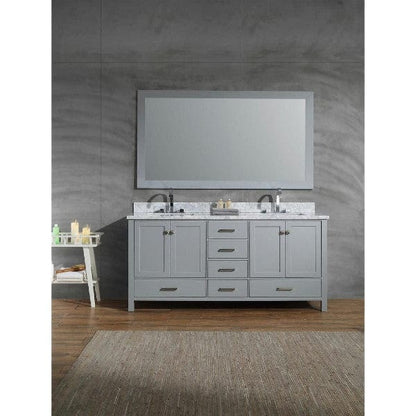 Ariel Cambridge 73" Modern Grey Double Rectangle Sink Vanity Set