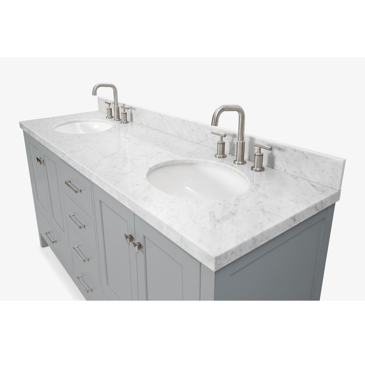 Ariel Cambridge 73" Modern Grey Double Rectangle Sink Vanity Set