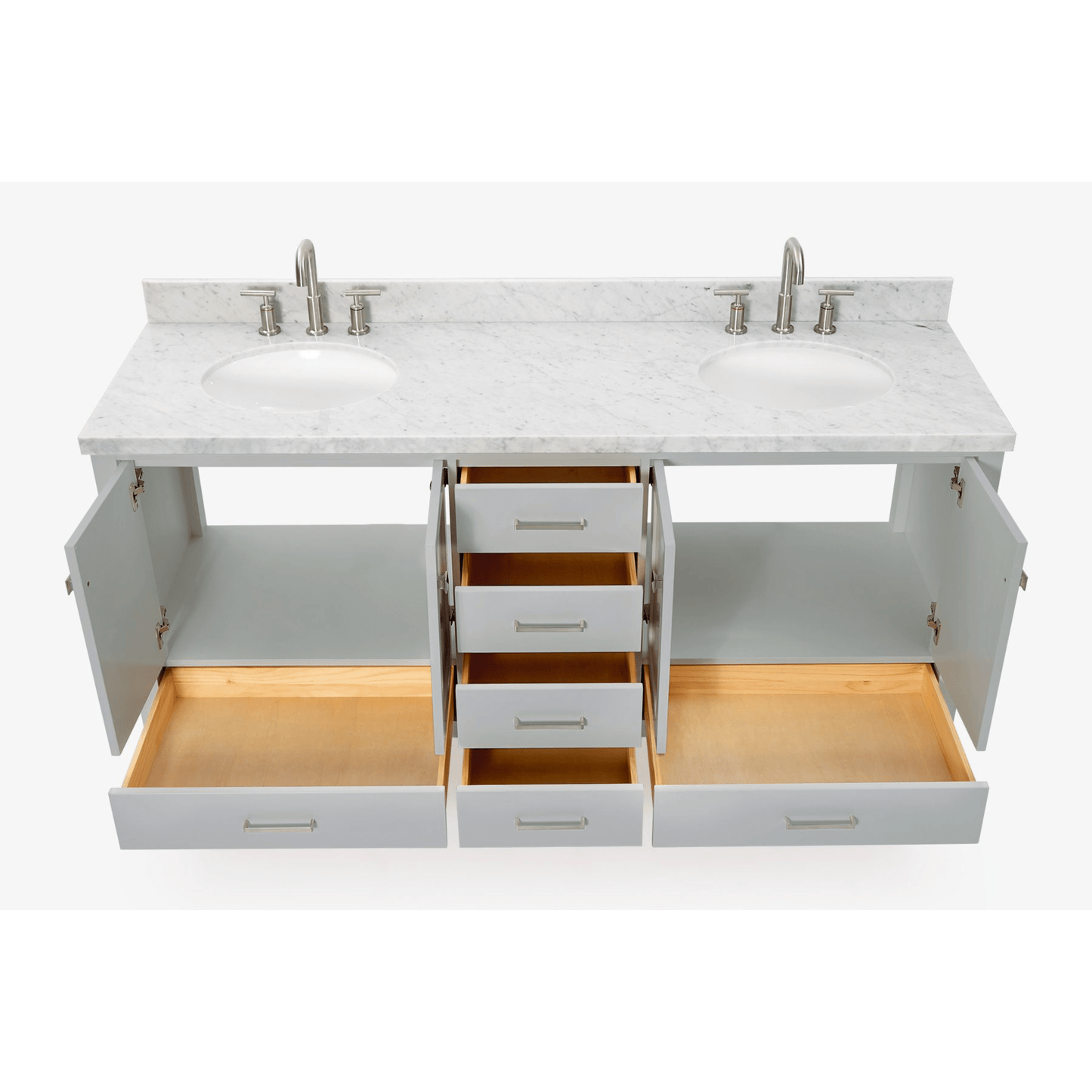 Ariel Cambridge 73" Modern Grey Double Rectangle Sink Vanity Set