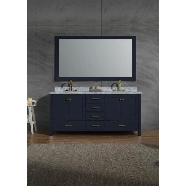 Ariel Cambridge 73" Modern Midnight Blue Double Rectangle Sink Vanity Set