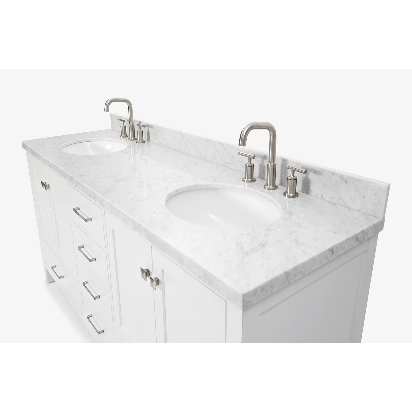 Ariel Cambridge 73" Modern White Double Oval Sink Vanity