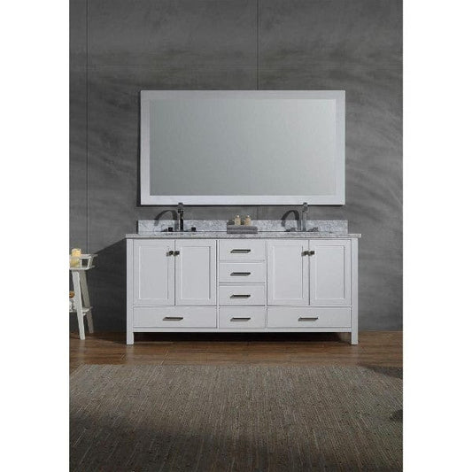 Ariel Cambridge 73" Modern White Double Rectangle Sink Vanity Set