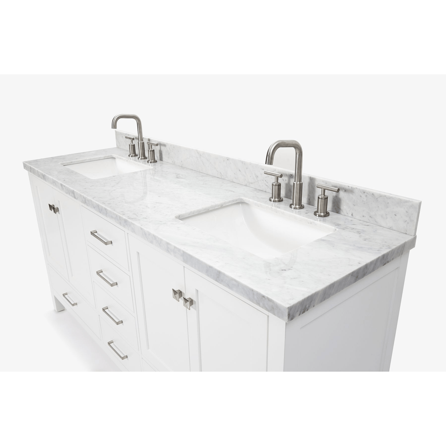 Ariel Cambridge 73" Modern White Double Rectangle Sink Vanity Set