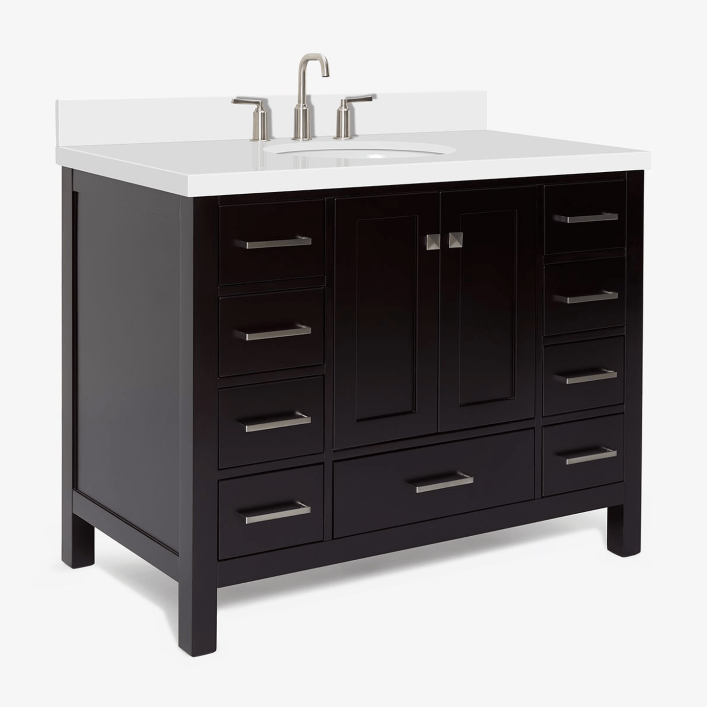 Ariel Cambridge Transitional Espresso 43" Oval Sink Vanity w/ White Quartz Countertop