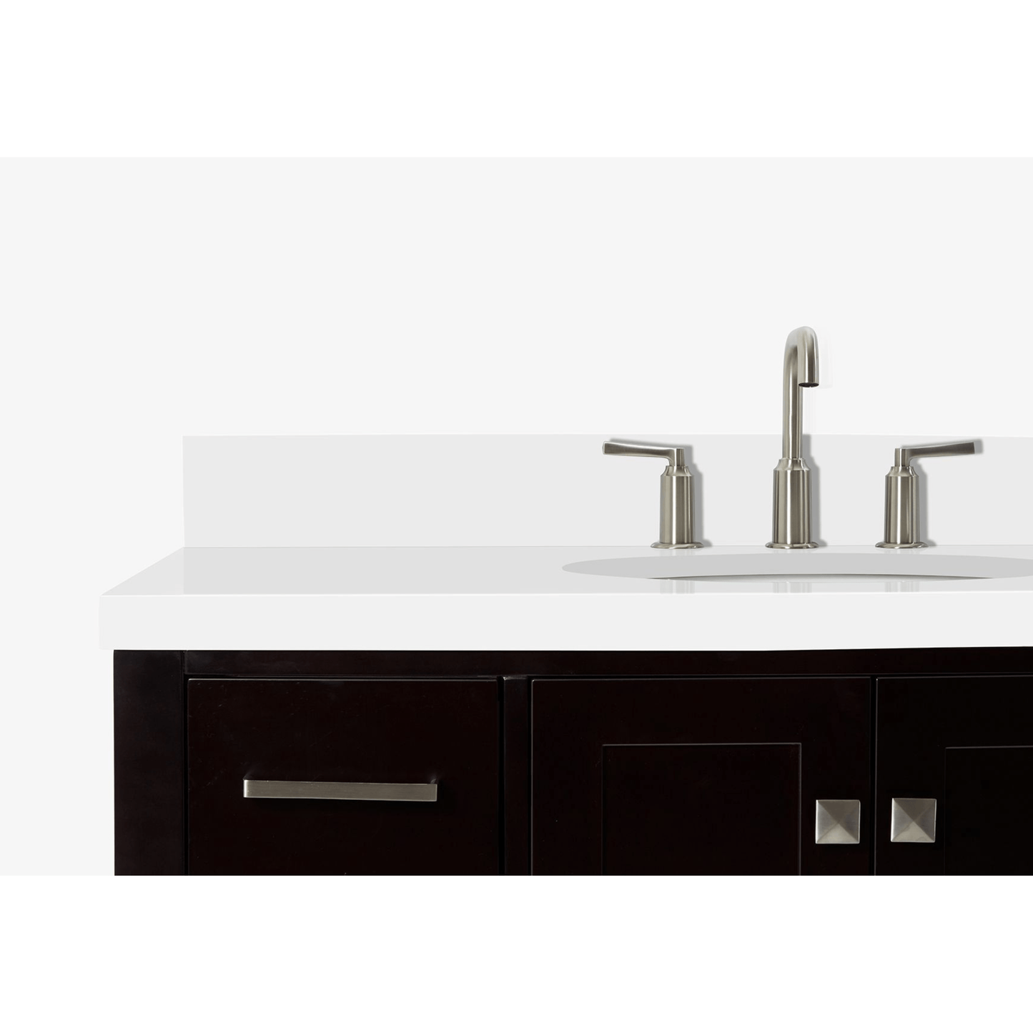 Ariel Cambridge Transitional Espresso 43" Oval Sink Vanity w/ White Quartz Countertop