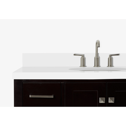 Ariel Cambridge Transitional Espresso 43" Oval Sink Vanity w/ White Quartz Countertop