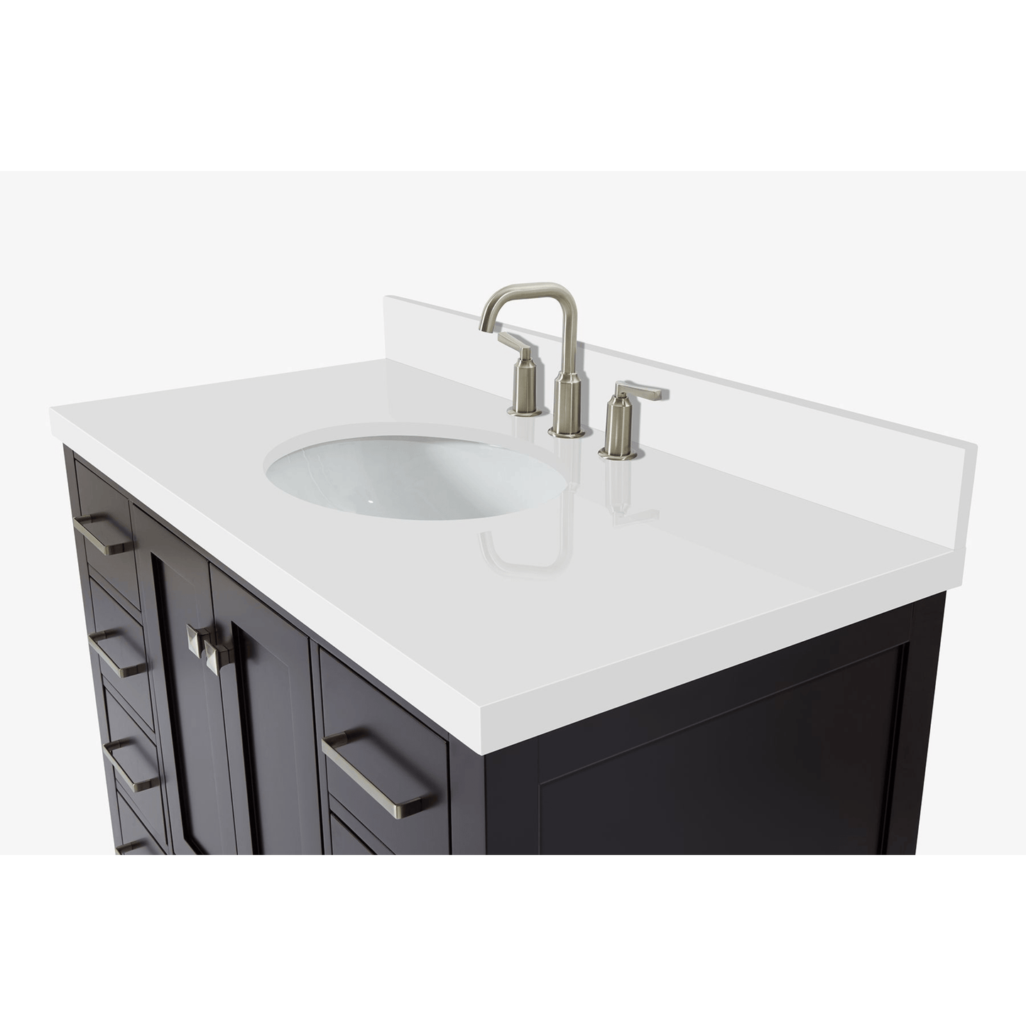 Ariel Cambridge Transitional Espresso 43" Oval Sink Vanity w/ White Quartz Countertop