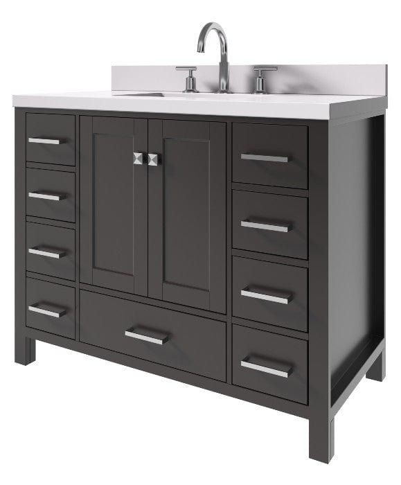 Ariel Vanities Ariel Cambridge Transitional Espresso 43" Rectangle Sink Vanity w/ White Quartz Countertop