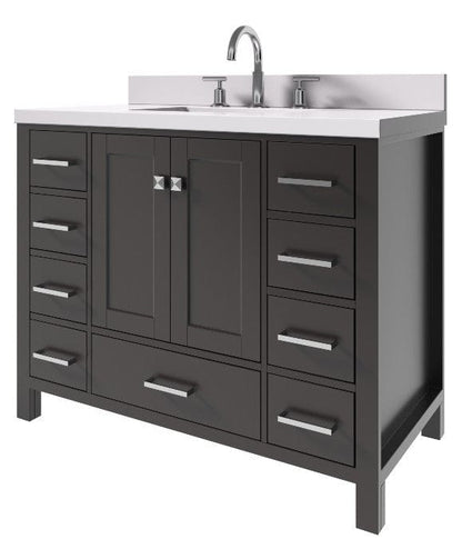 Ariel Vanities Ariel Cambridge Transitional Espresso 43" Rectangle Sink Vanity w/ White Quartz Countertop