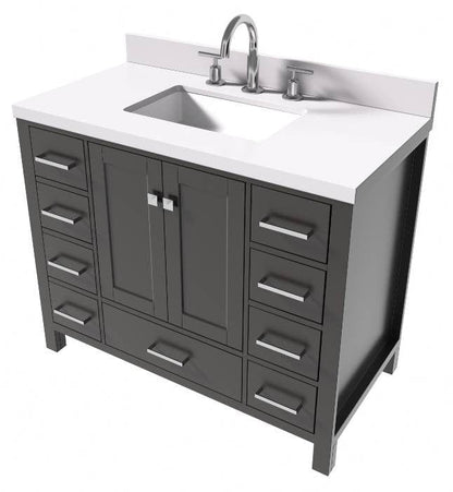 Ariel Vanities Ariel Cambridge Transitional Espresso 43" Rectangle Sink Vanity w/ White Quartz Countertop