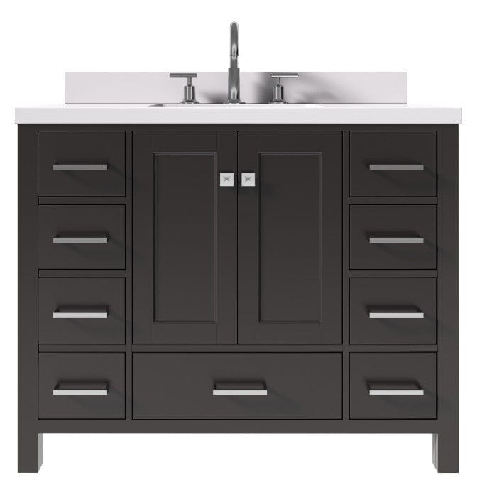 Ariel Vanities Ariel Cambridge Transitional Espresso 43" Rectangle Sink Vanity w/ White Quartz Countertop