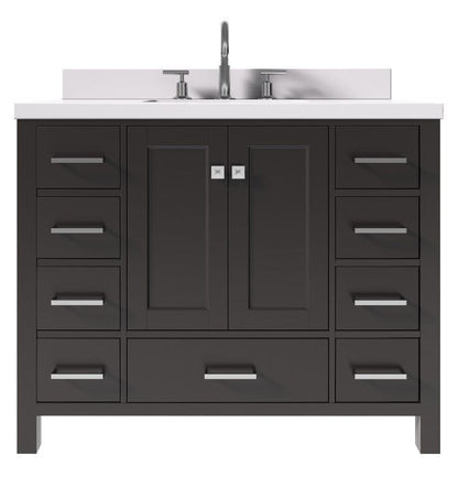 Ariel Vanities Ariel Cambridge Transitional Espresso 43" Rectangle Sink Vanity w/ White Quartz Countertop