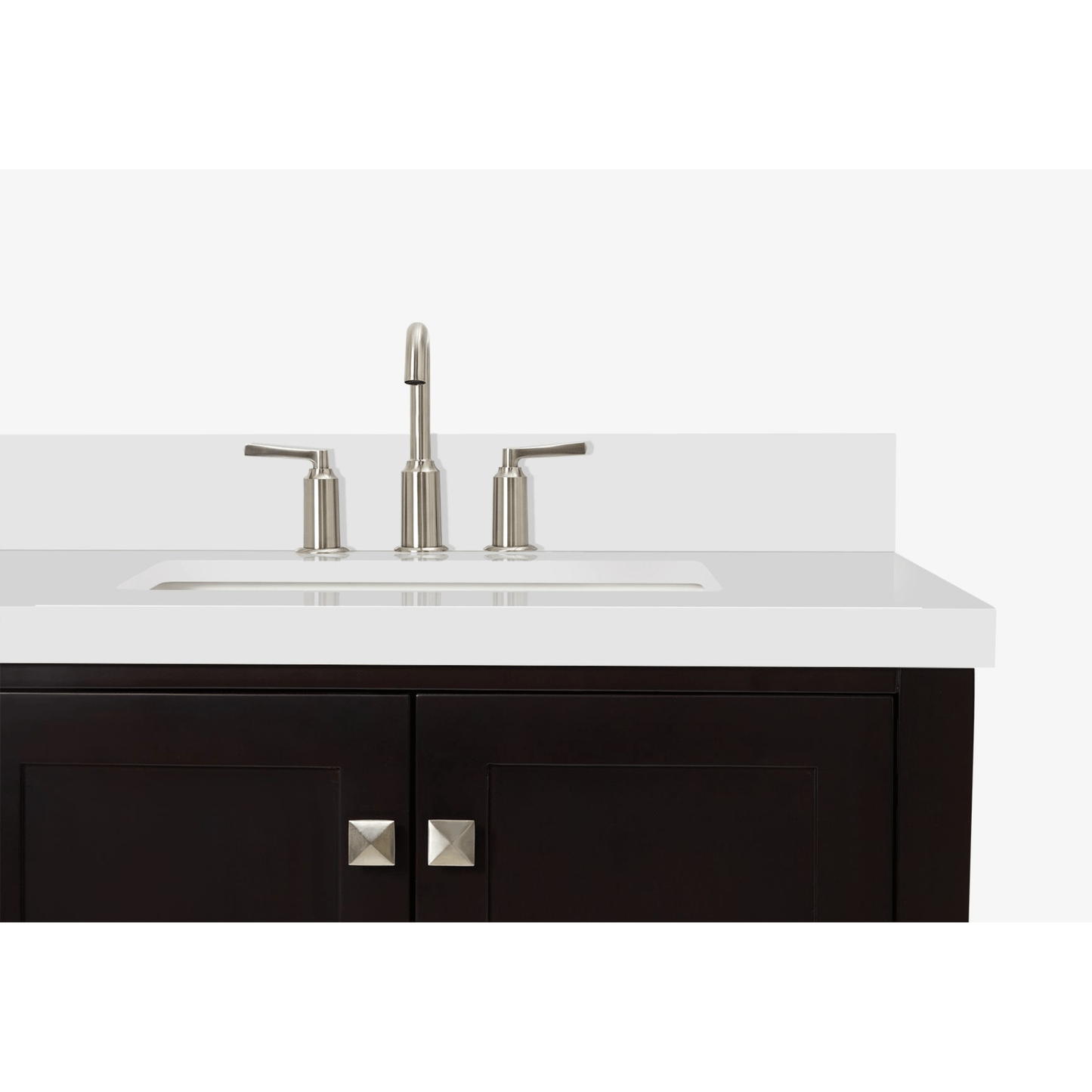 Ariel Cambridge Transitional Espresso 43" Right Offset Rectangle Sink Vanity w/ White Quartz Countertop
