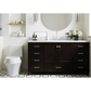 Ariel Cambridge Transitional Espresso 61" Rectangle Sink Vanity w/ White Quartz Countertop