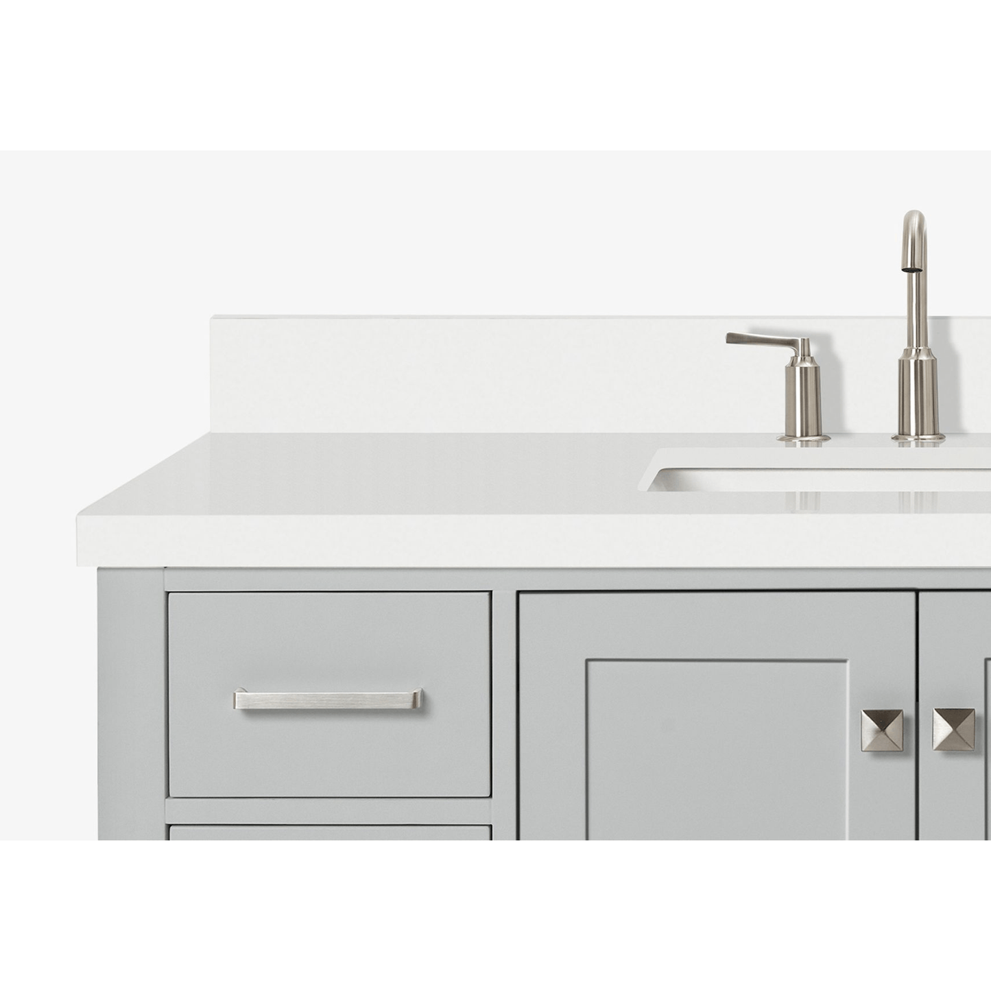 Ariel Cambridge Transitional Grey 49" Rectangle Sink Vanity w/ White Quartz Countertop