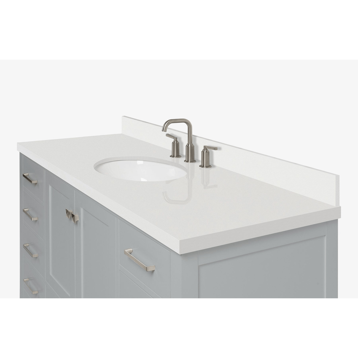 Ariel Cambridge Transitional Grey 55" Oval Sink Vanity w/ White Quartz Countertop