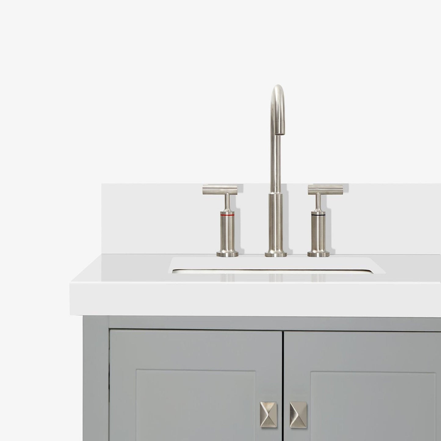 Ariel Cambridge Transitional Grey 73" Double Rectangle Sink Vanity w/ White Quartz Countertop