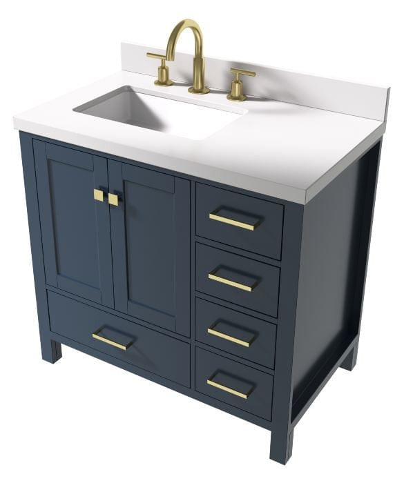 left offset rectangle sink vanity