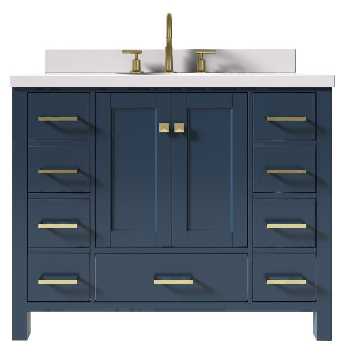 midnight blue transitional bathroom vanity