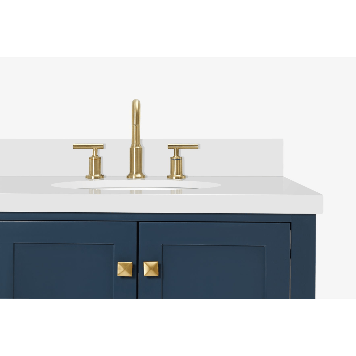 Ariel Cambridge Transitional Midnight Blue 43" Right Offset Oval Sink Vanity w/ White Quartz Countertop