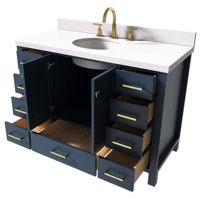 midnight blue bathroom vanity