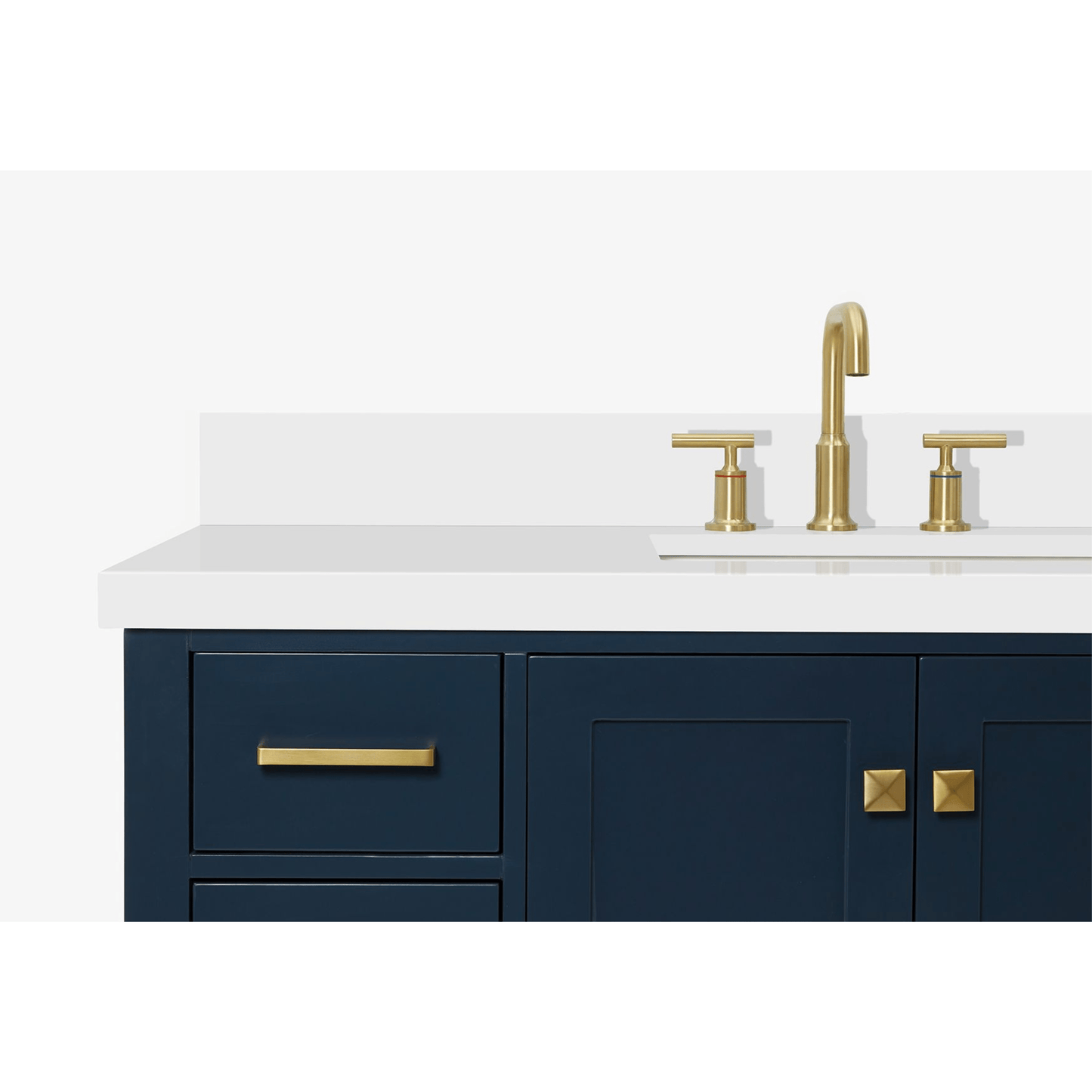 Ariel Cambridge Transitional Midnight Blue 49" Rectangle Sink Vanity w/ White Quartz Countertop