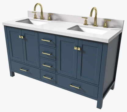 midnight blue double sink bathroom vanity