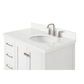 Ariel Cambridge Transitional White 37" Right Offset Oval Sink Vanity w/ White Quartz Countertop