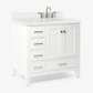 Ariel Cambridge Transitional White 37" Right Offset Rectangle Sink Vanity w/ White Quartz Countertop