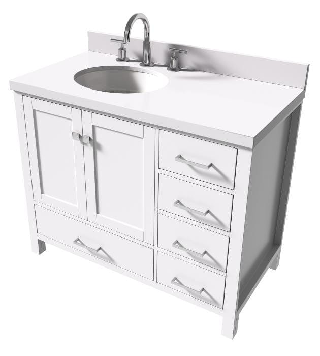 solid wood and quartz material vanity