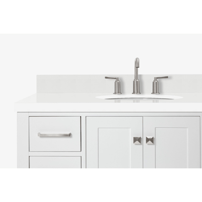 Ariel Cambridge Transitional White 43" Oval Sink Vanity w/ White Quartz Countertop