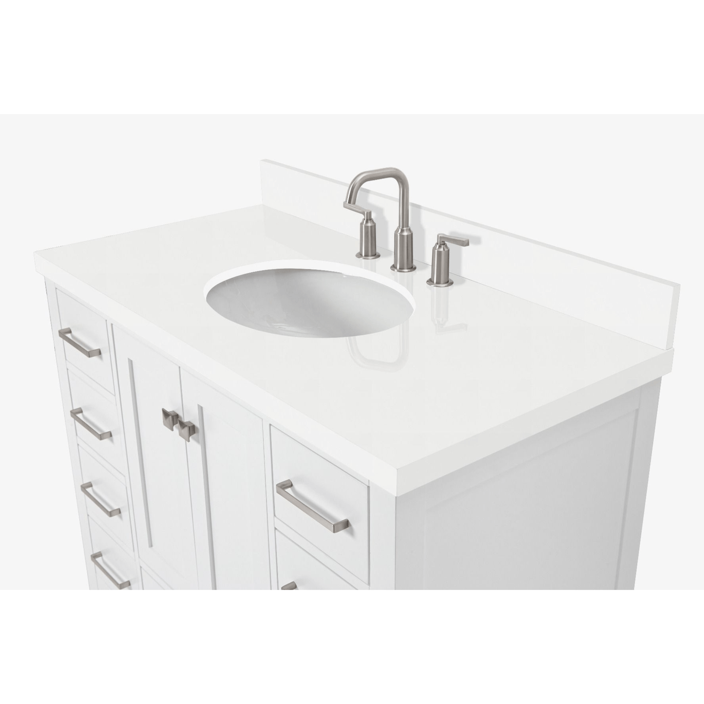 Ariel Cambridge Transitional White 43" Oval Sink Vanity w/ White Quartz Countertop