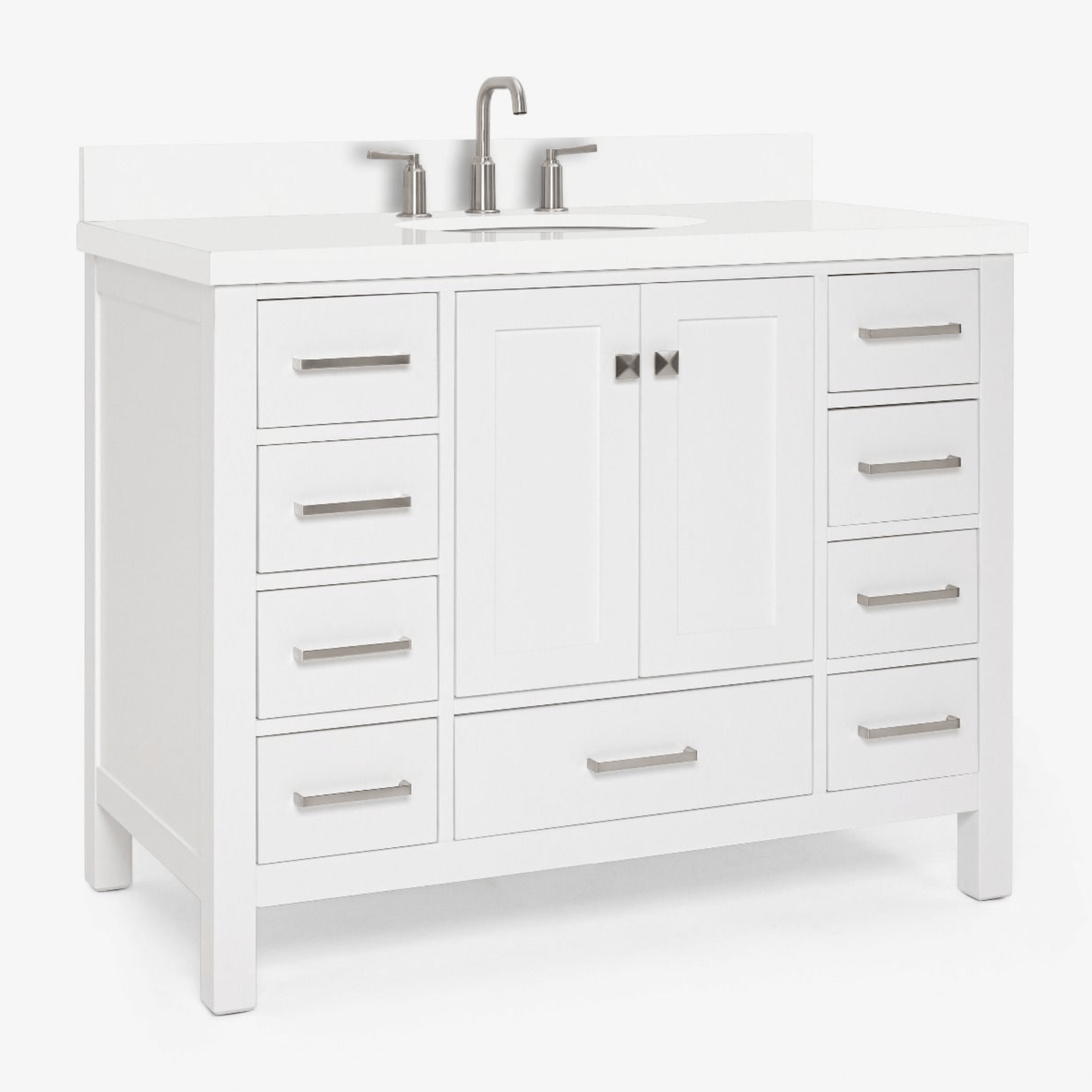 Ariel Cambridge Transitional White 43" Oval Sink Vanity w/ White Quartz Countertop