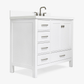 Ariel Cambridge Transitional White 43" Right Offset Rectangle Sink Vanity w/ White Quartz Countertop
