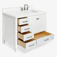 Ariel Cambridge Transitional White 43" Right Offset Rectangle Sink Vanity w/ White Quartz Countertop