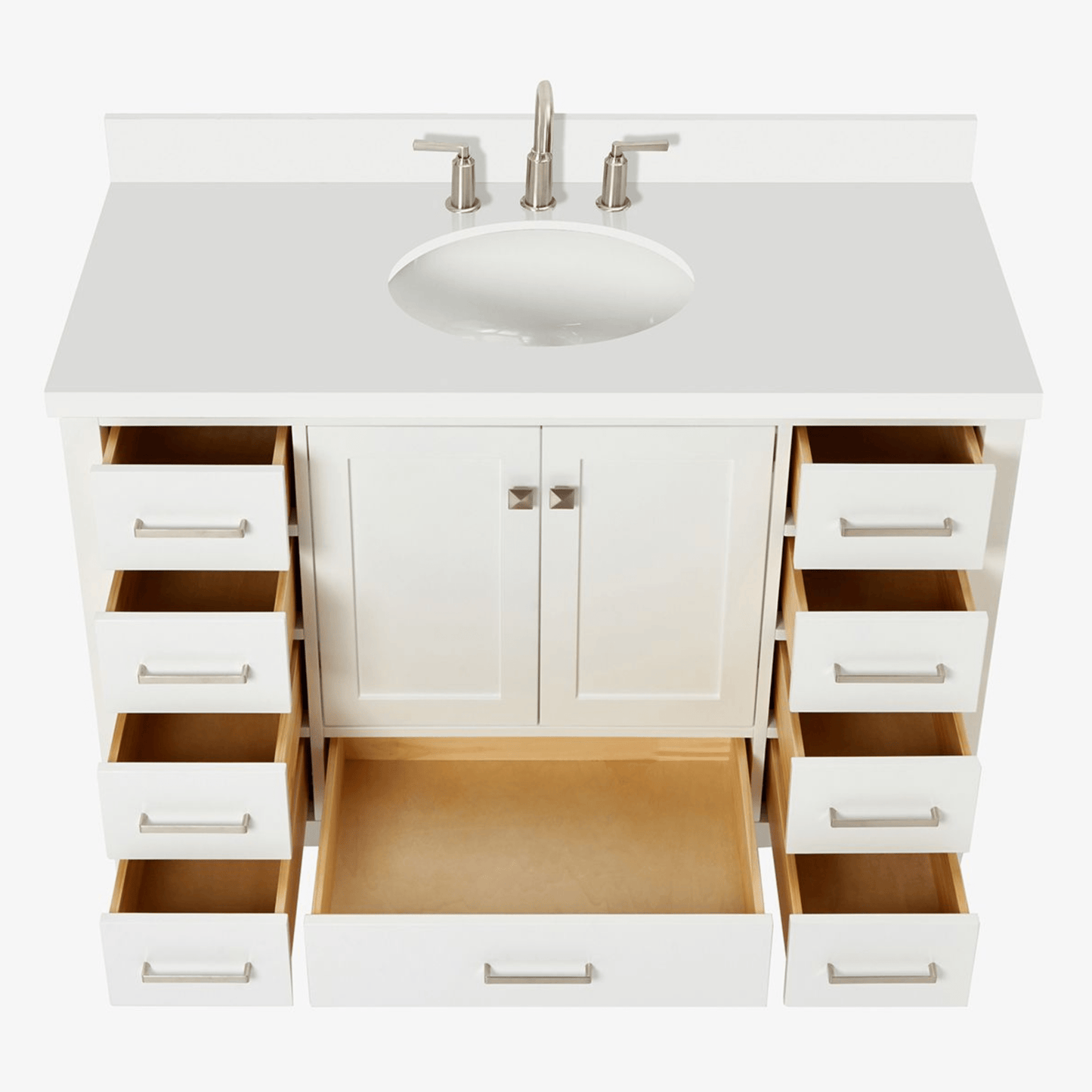 Ariel Cambridge Transitional White 49" Oval Sink Vanity w/ White Quartz Countertop