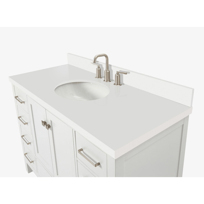 Ariel Cambridge Transitional White 49" Oval Sink Vanity w/ White Quartz Countertop