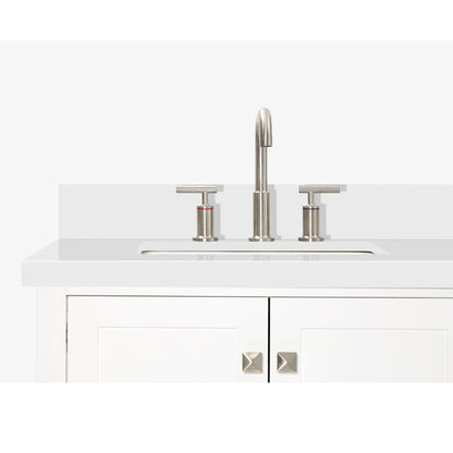 Ariel Cambridge Transitional White 73" Double Rectangle Sink Vanity w/ White Quartz Countertop